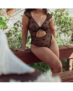 Kilo Brava Bow Mesh Bodysuit - Green