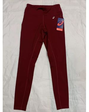Asics Wl3220-600 Leggings Burgundy Stretch Elastic Waist App916 - Red