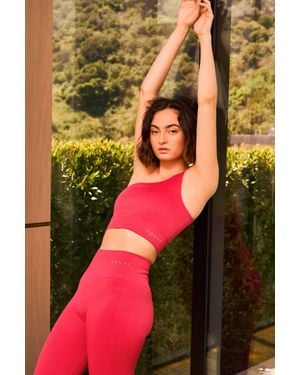 Lovyt Seamless One Shoulder Crop Top - Pink