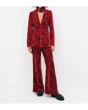 For Love & Lemons Penny Lace Trim Blazer - Red