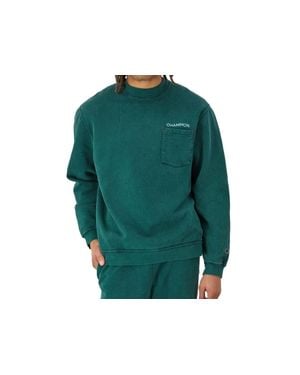 Champion Washed Pocket Crewneck Sweatshirt - Green