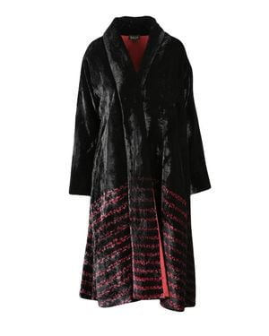 Raga Silk Velvet Overcoat - Black