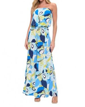 Ariella Printed Tube Jumpsuit - Blue