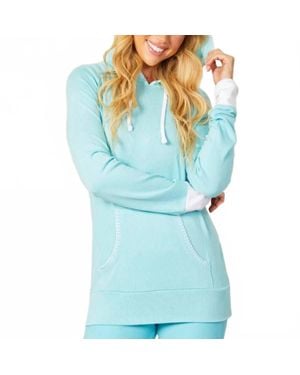 French Kyss Contrast Stitch Hoodie - Blue