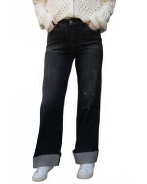 Elan Cuffed Denim Jeans - Black