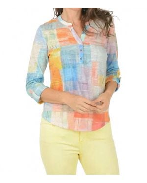 Fdj Geo Henley Top - Multicolor