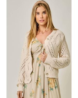 Mystree Crochet Knit Cardigan - Natural