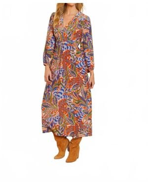 Caballero Darcy Long Sleeve Midi Dress - Red