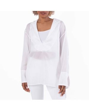 Ferragamo Ferragamo Hooded Tunic Oversized Top - White
