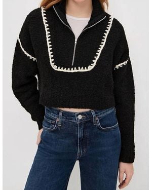 STAUD Cropped Hampton Sweater - Black