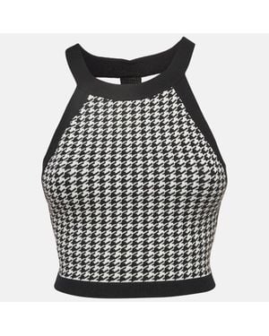 Nagnata Houndstooth Strap Back Crop Top - Black