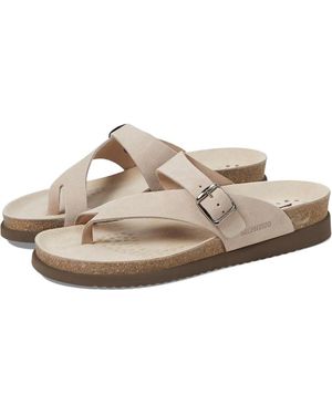 Mephisto Helen Flip Flop Light Sand Leather Toe Loop Sandals Zogg1771 - Metallic