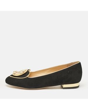 Charlotte Olympia Suede Eclipse Ballet Flats - Black
