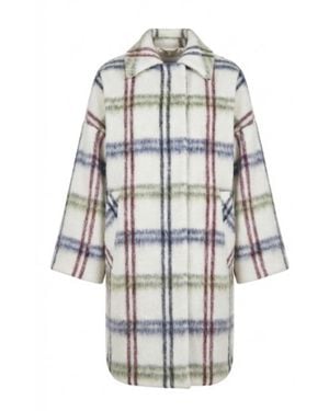 Hevò Monteleone Oversized Checked Wool Coat - White