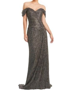 Alexander by Daymor Ruched Sweetheart Neck Prom Maxi Dress - Metallic