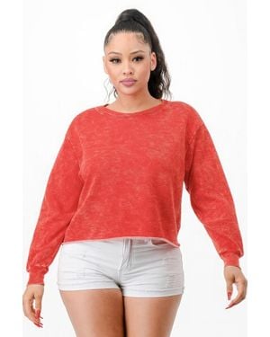 TRUEDAMES Washed French Terry Cropped Sweatshirts - Red