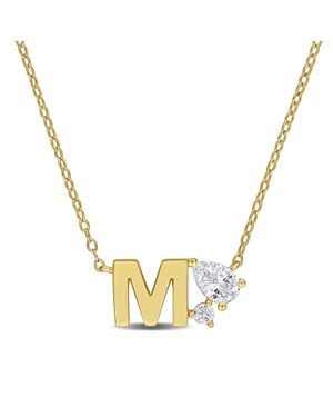 Mimi & Max 3/4Ct Tgw Created Sapphire "Q" Initial Necklace Plated Sterling - Metallic