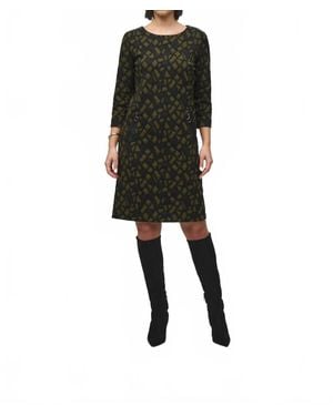 Joseph Ribkoff Geometric Jacquard Shift Midi Dress - Black