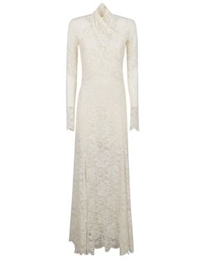Rabanne Long Dress Long Floral Polyamide Lace Dress - White
