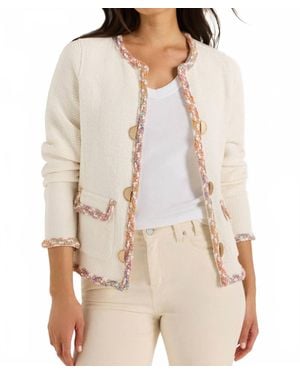NIC+ZOE Mix Trim Knit Jacket - Natural