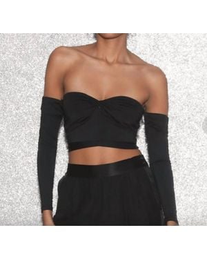 Fleur du Mal Jersey Draped Crop Top - Black