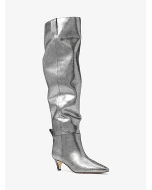Michael Kors Daniela Metallic Leather Boot - White