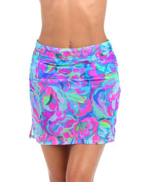 Sunshine 79 Swirltopia Pull On Mesh Skirt Swim Cover - Blue