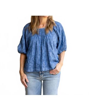 Mahila Embroidered Denim Top - Blue