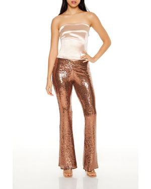 Forever 21 Sequin High-Rise Flare Pants - Multicolor