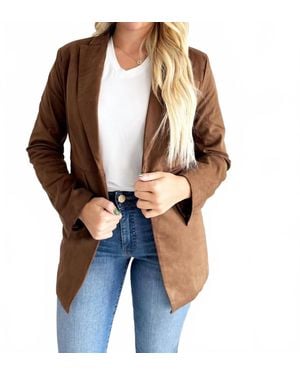 Elan Suede Oversized Blazer - Brown