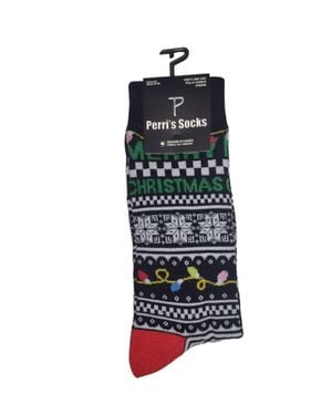 Perri's Socks Novelty Christmas Lights Crew Socks - White