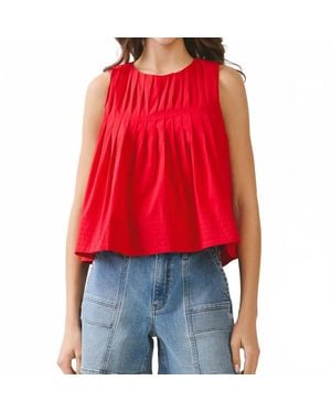TCEC Sleeveless Pleated Tank Top - Red