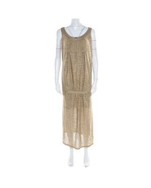 Sonia Rykiel Perforated Lurex Knit Maxi Dress - Natural