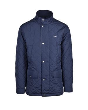 GANT Mid-Length Quilted Windcheater With Padded Texture And Flap Pockets - Blue
