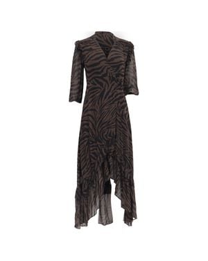 Ba&sh Selena Zebra Print Maxi Wrap Dress - Black