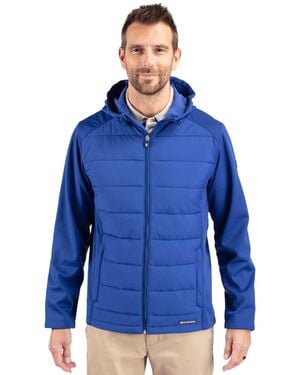 Cutter & Buck Evoke Hybrid Softshell Recycled Full Zip Hooded Jacket - Blue