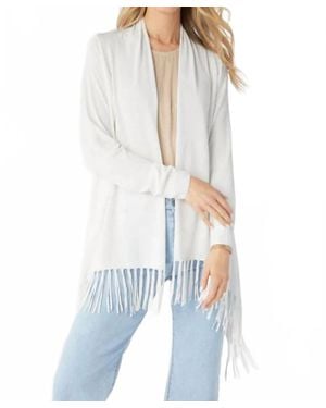 Coco + Carmen Airweave Open Cardigan With Fringe - White