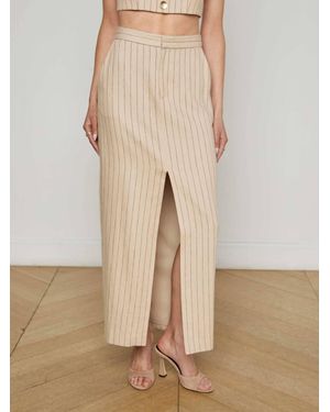 L'Agence Maceline Pinstriped Maxi Skirt - Natural
