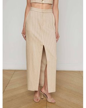 L'Agence Maceline Pinstriped Maxi Skirt - Natural