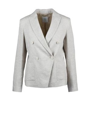Eleventy Double-Breasted Linen Viscose Jacket - Gray