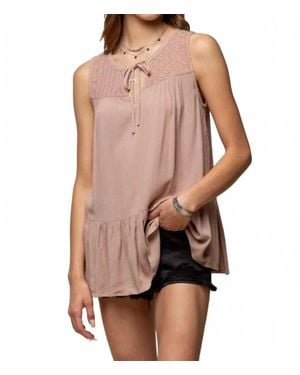 Doe And Rae Aubrey Sleeveless Lace Insert Peplum Top - Pink