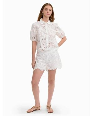 Rebecca Taylor Brielle Poplin Eyelet Shirt - White