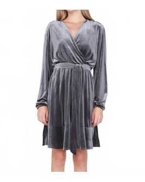 Dex Velvet Wrap Dress - Gray