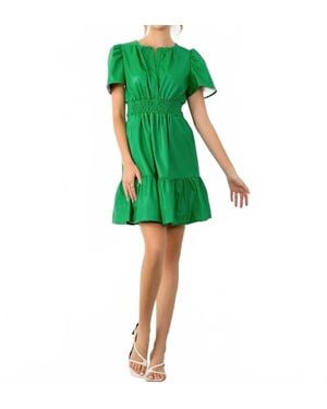 Thml Smocked Waist Leather Dress - Green