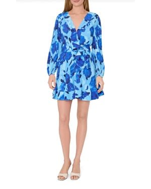 MILLY Liv Blurred Blossom Mini Dress - Blue