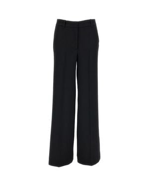 P.A.R.O.S.H. Stretch Wool Satin Stripe Tailored Pants - Black