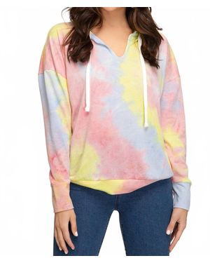 She + Sky Tie Dyed French Terry Hoodie - Red