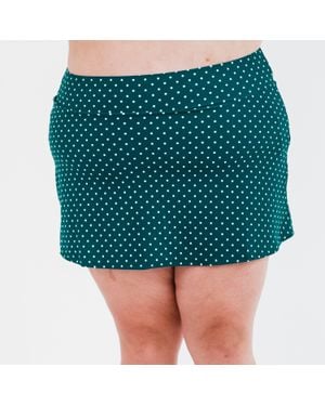 Calypsa Plus High Waisted Mini Swim Skirt With Shorts - Green