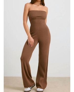 Kimberly C Coffee Run Foldover Knit Jumpsuit - Brown