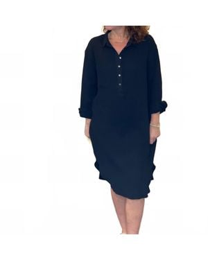 Before You Collection Gauze Button Up Shirtdress - Blue